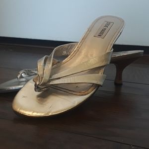 Steve Madden silver small heel sandals